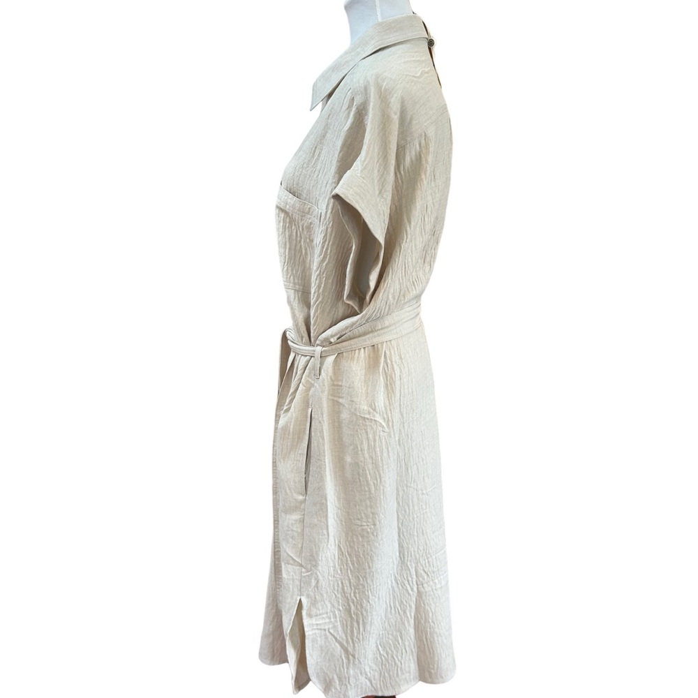 NWOT Max Studio Beige Tie-Waist Midi Shirt Dress Sz XL Women - Picture 3 of 10